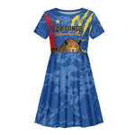 Personalized DR Congo Independence Day Kid Short Sleeve Dress Congo-Kinshasa Leopard