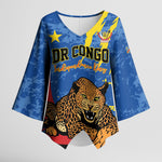 Personalized DR Congo Independence Day Kimono Sleeve Blouse Congo-Kinshasa Leopard