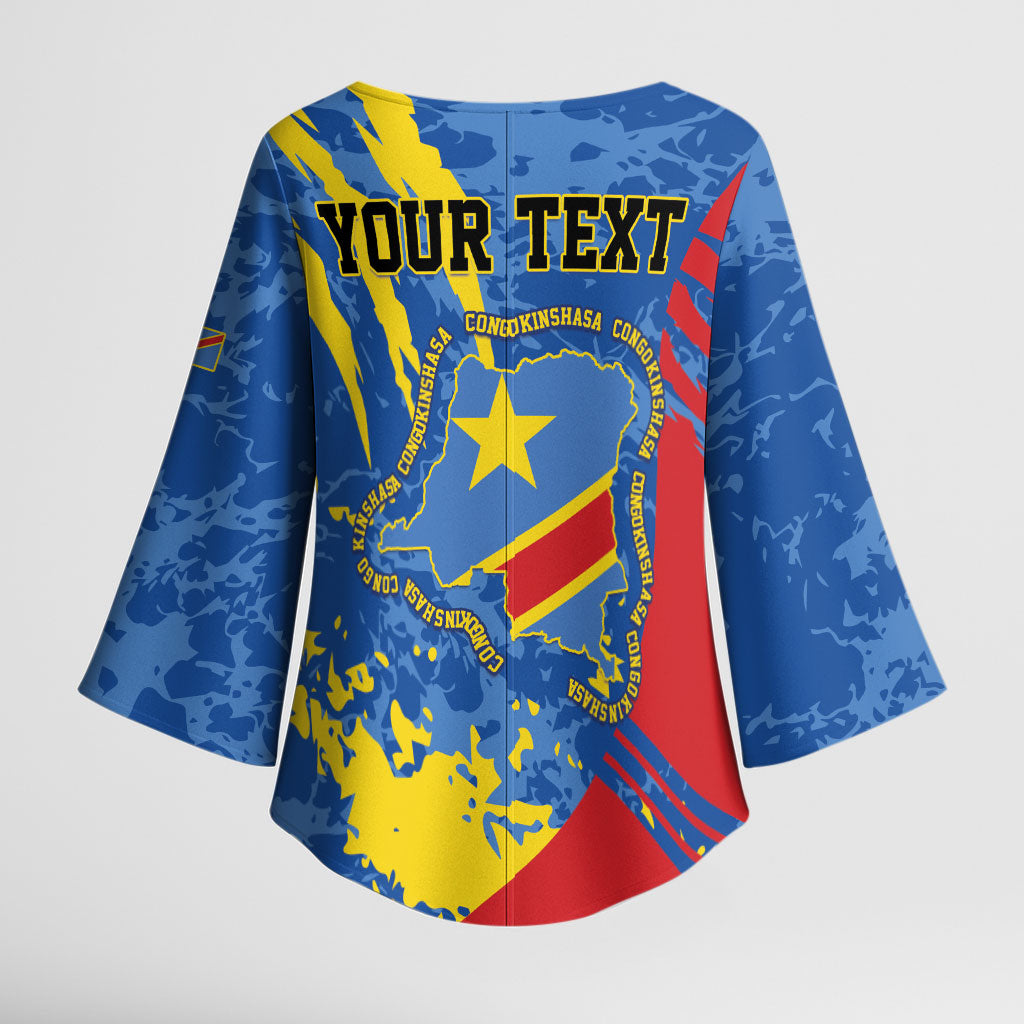 Personalized DR Congo Independence Day Kimono Sleeve Blouse Congo-Kinshasa Leopard