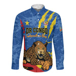Personalized DR Congo Independence Day Long Sleeve Button Shirt Congo-Kinshasa Leopard