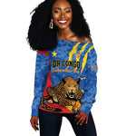 Personalized DR Congo Independence Day Off Shoulder Sweater Congo-Kinshasa Leopard