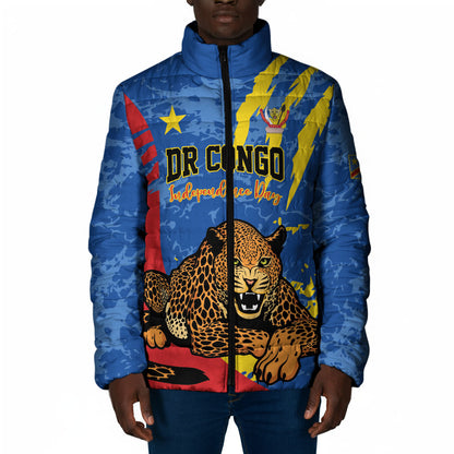 Personalized DR Congo Independence Day Padded Jacket Congo-Kinshasa Leopard