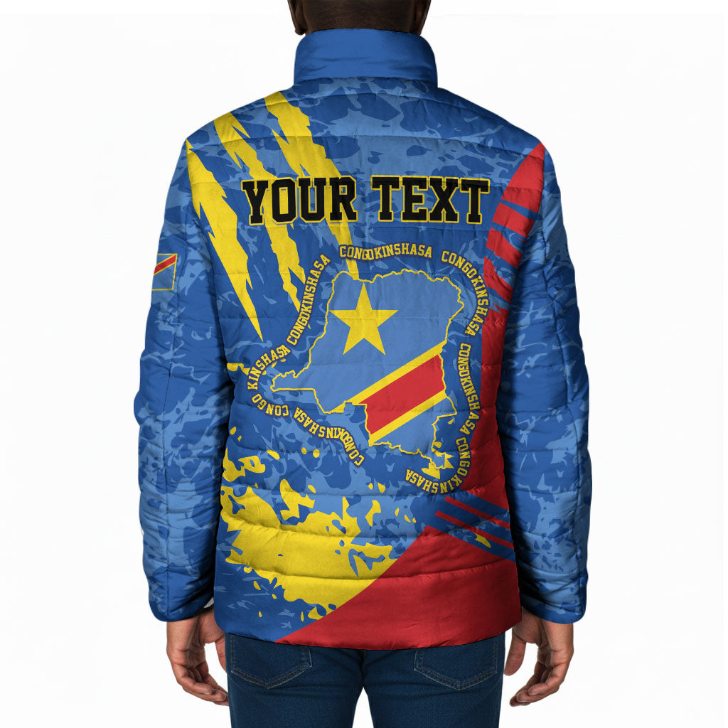 Personalized DR Congo Independence Day Padded Jacket Congo-Kinshasa Leopard