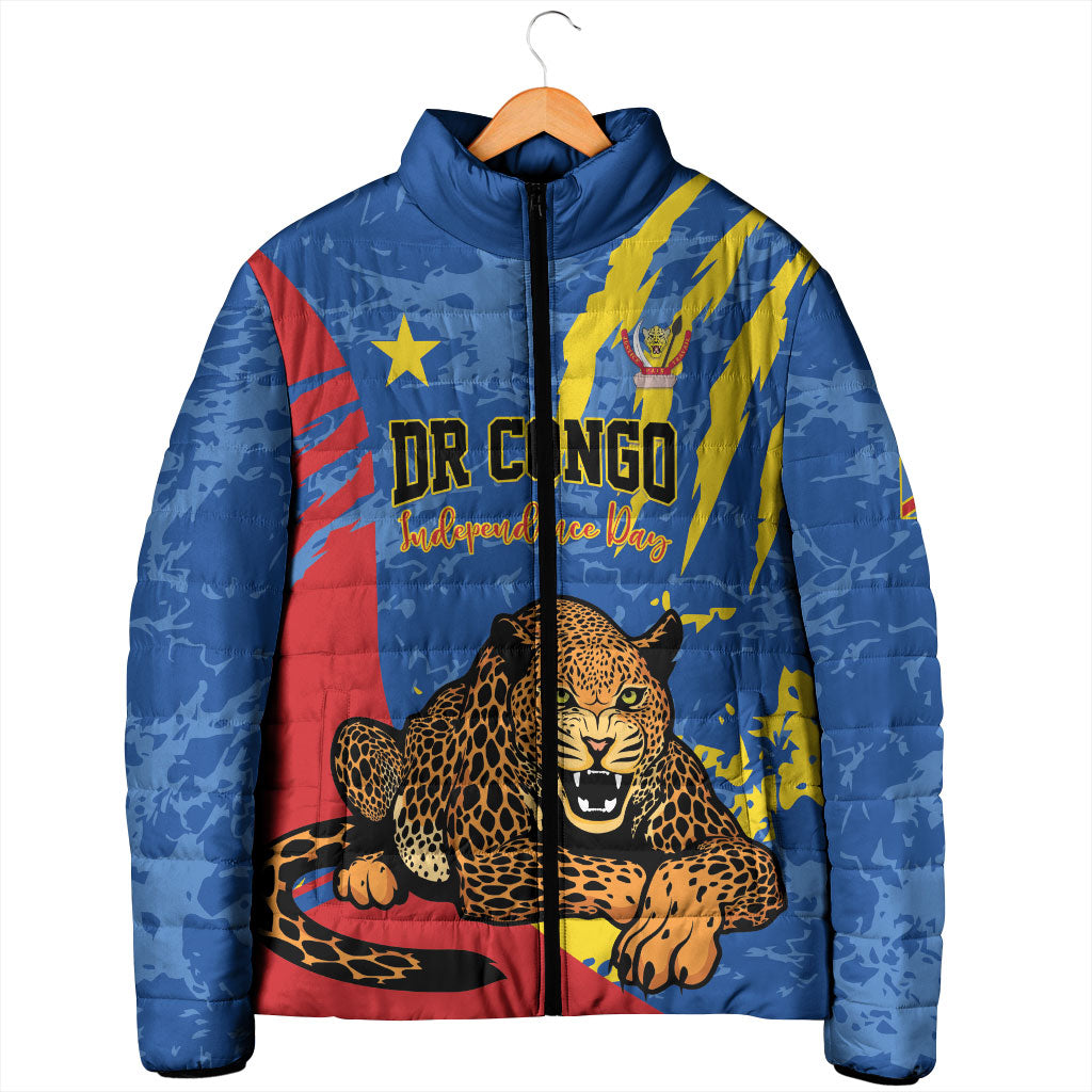 Personalized DR Congo Independence Day Padded Jacket Congo-Kinshasa Leopard