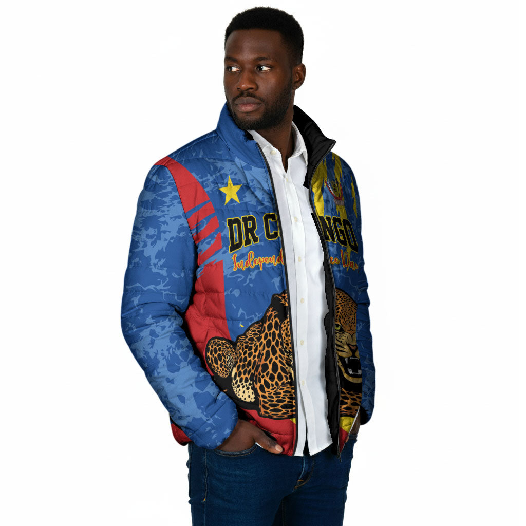 Personalized DR Congo Independence Day Padded Jacket Congo-Kinshasa Leopard