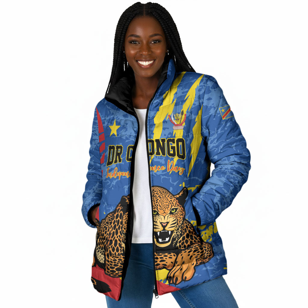 Personalized DR Congo Independence Day Padded Jacket Congo-Kinshasa Leopard