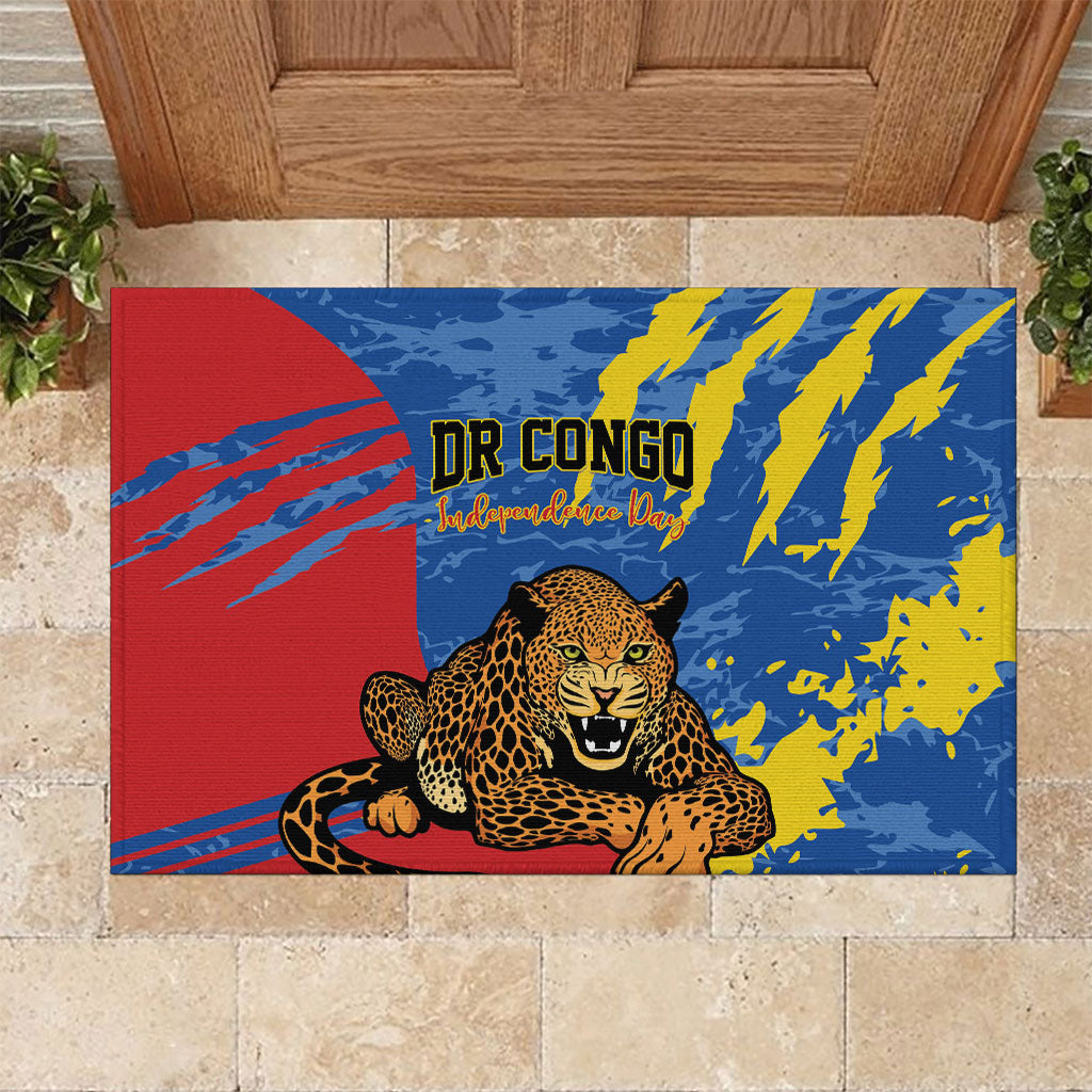 DR Congo Independence Day Rubber Doormat Congo-Kinshasa Leopard