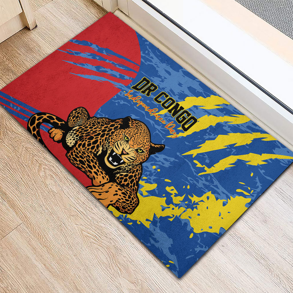 DR Congo Independence Day Rubber Doormat Congo-Kinshasa Leopard