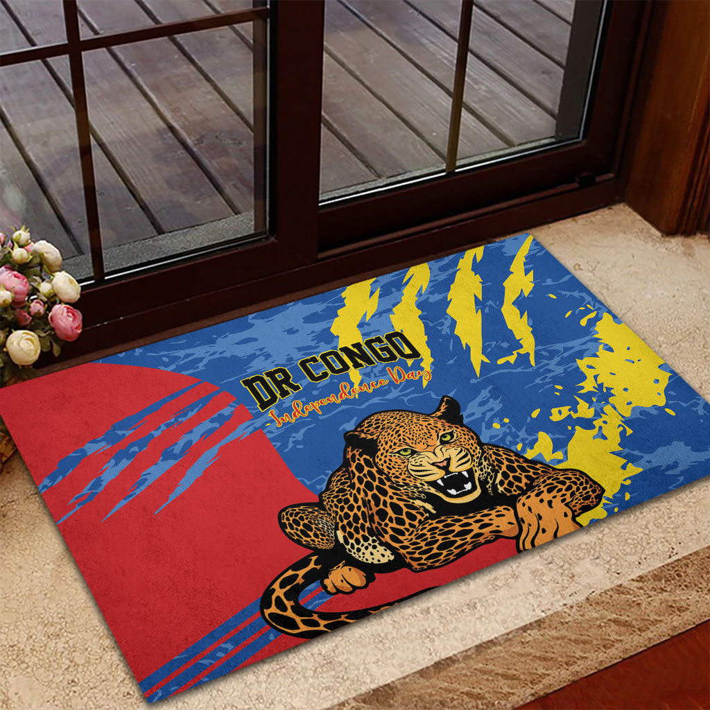 DR Congo Independence Day Rubber Doormat Congo-Kinshasa Leopard