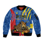 Personalized DR Congo Independence Day Sleeve Zip Bomber Jacket Congo-Kinshasa Leopard
