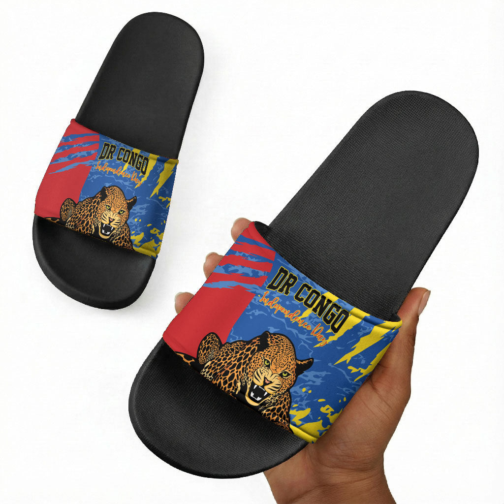 DR Congo Independence Day Slide Sandals Congo-Kinshasa Leopard