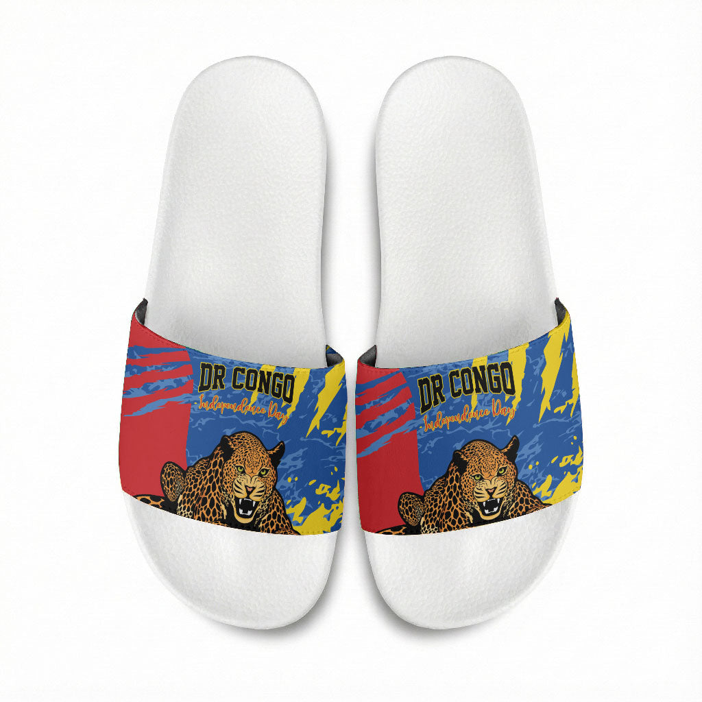 DR Congo Independence Day Slide Sandals Congo-Kinshasa Leopard