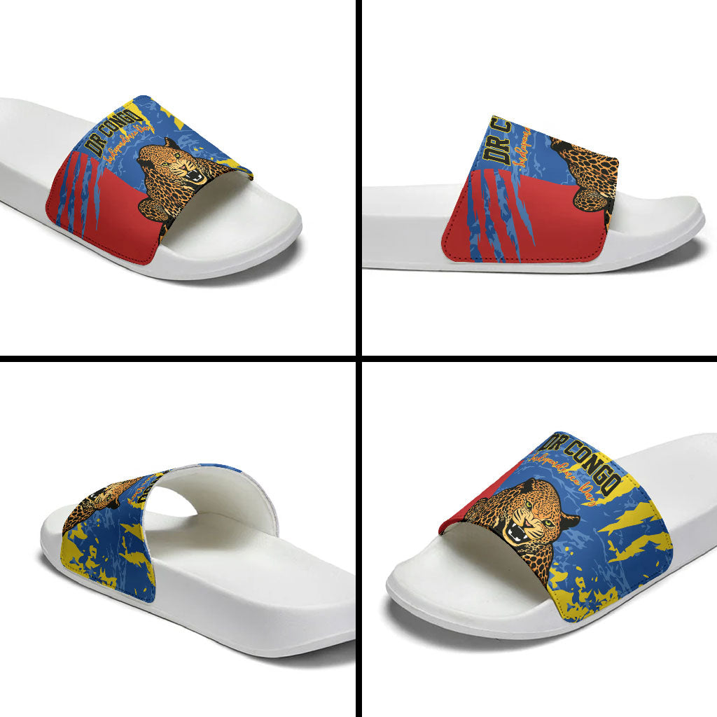 DR Congo Independence Day Slide Sandals Congo-Kinshasa Leopard