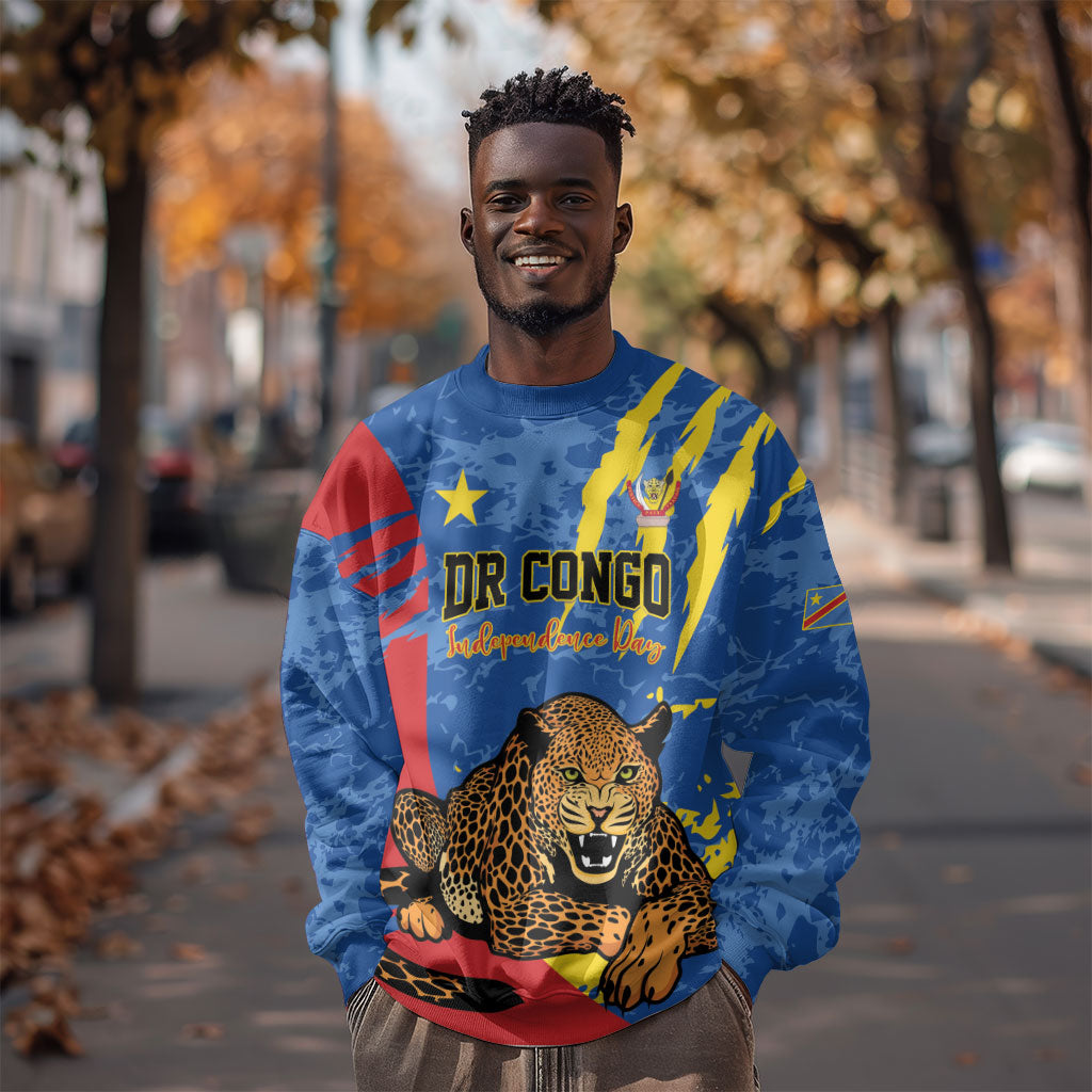Personalized DR Congo Independence Day Sweatshirt Congo-Kinshasa Leopard