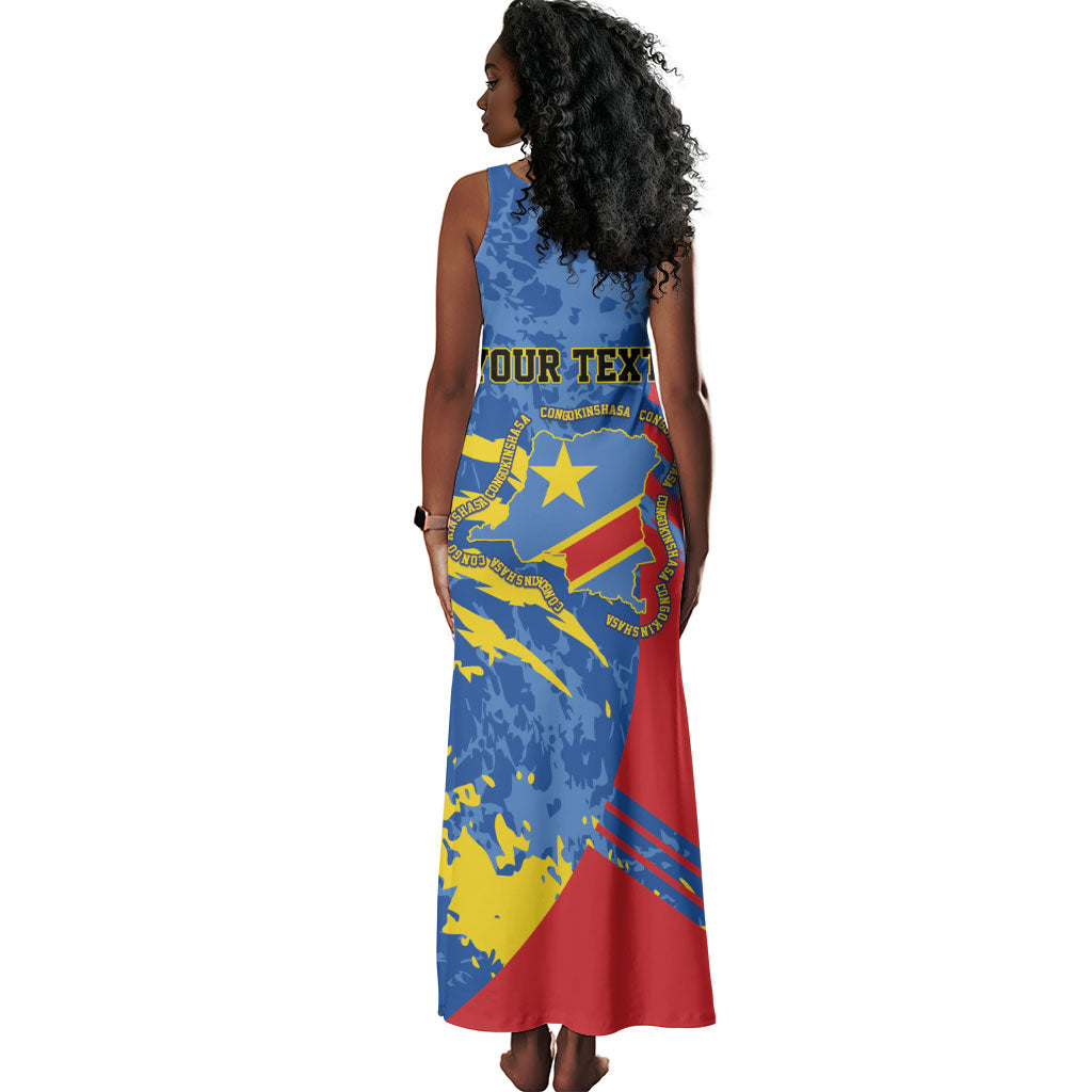 Personalized DR Congo Independence Day Tank Maxi Dress Congo-Kinshasa Leopard