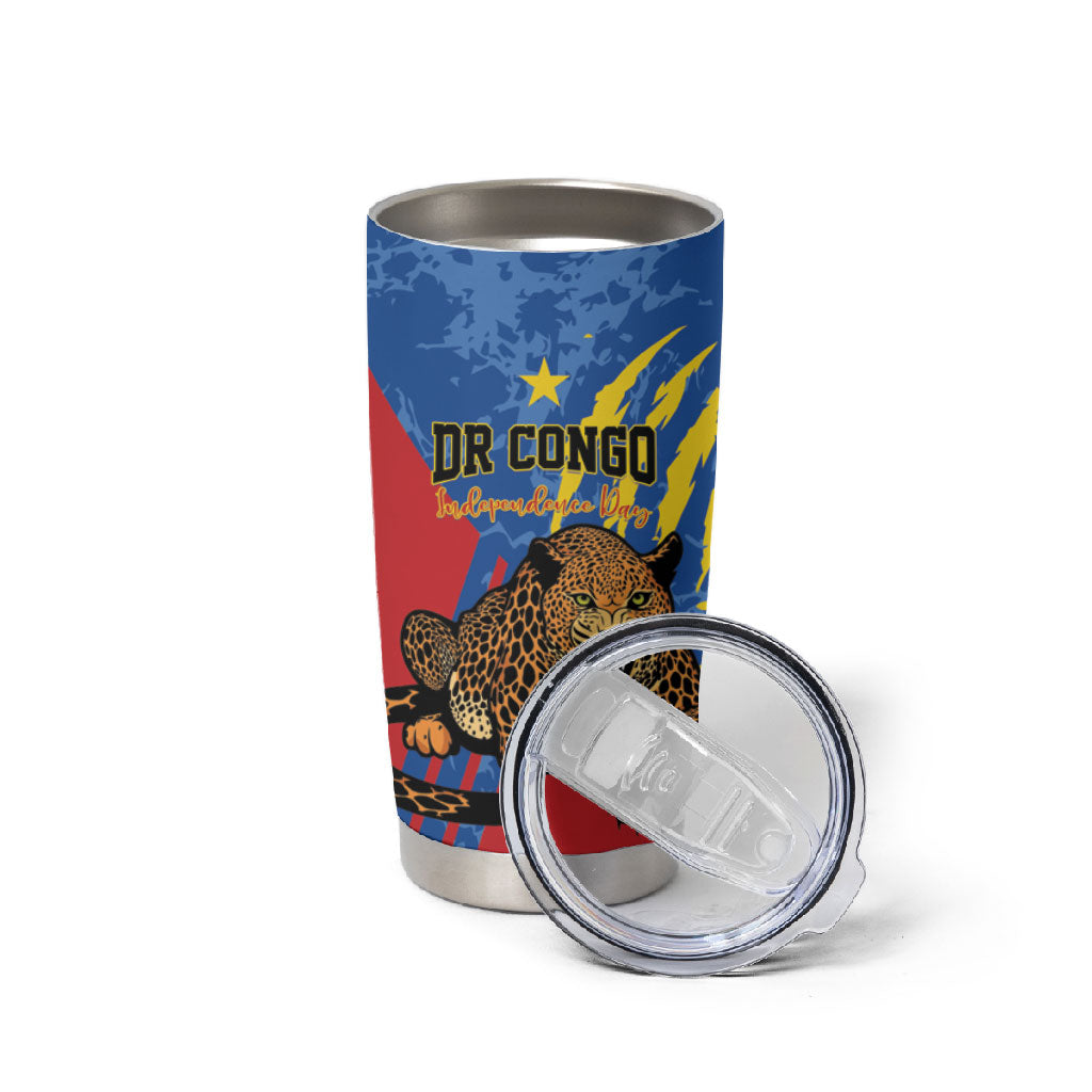 Personalized DR Congo Independence Day Tumbler Cup Congo-Kinshasa Leopard