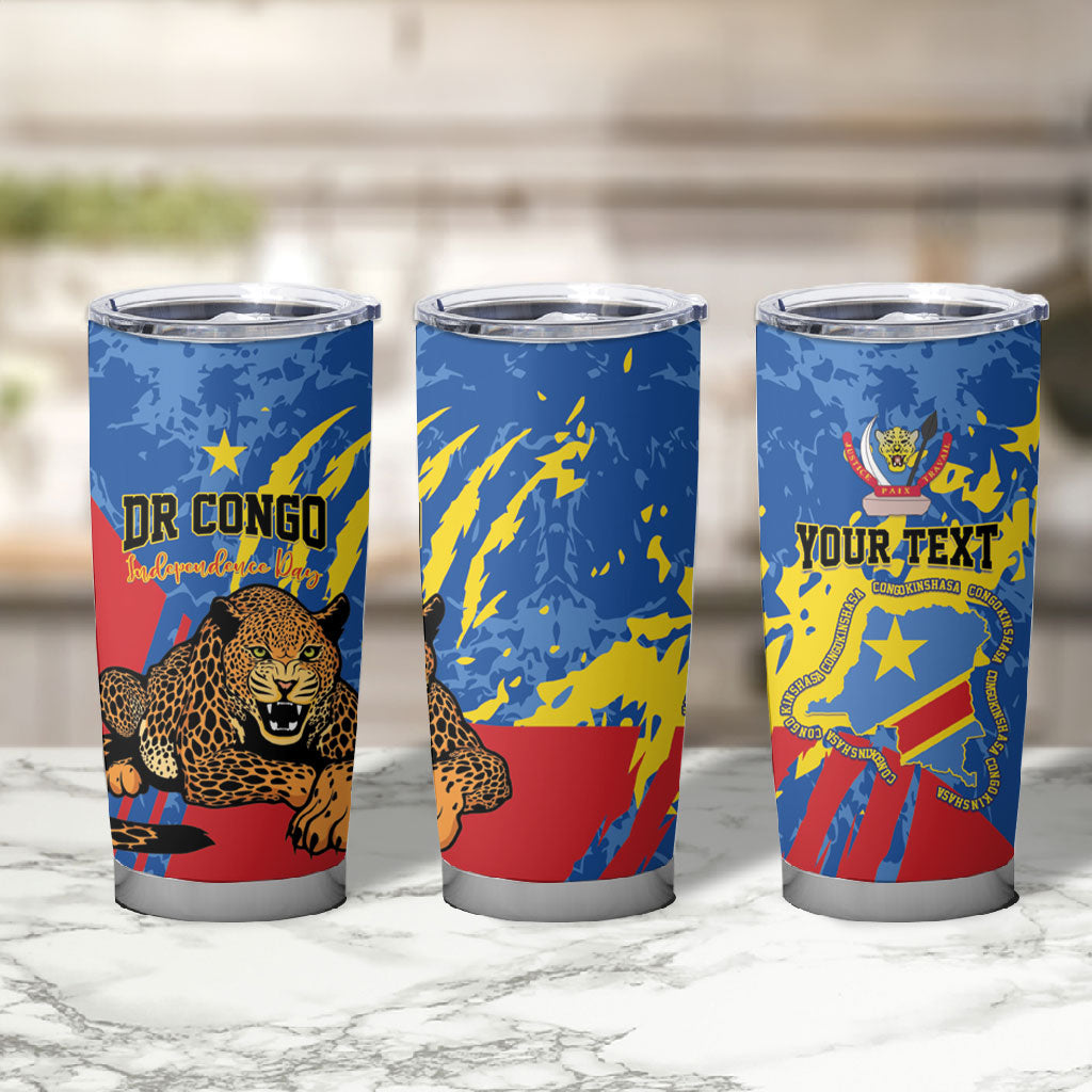Personalized DR Congo Independence Day Tumbler Cup Congo-Kinshasa Leopard