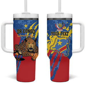 Personalized DR Congo Independence Day Tumbler With Handle Congo-Kinshasa Leopard