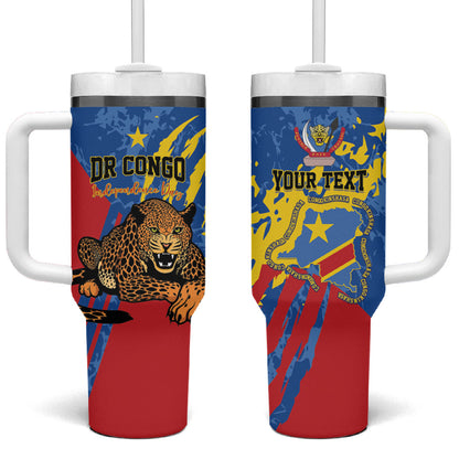 Personalized DR Congo Independence Day Tumbler With Handle Congo-Kinshasa Leopard