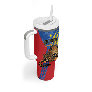 Personalized DR Congo Independence Day Tumbler With Handle Congo-Kinshasa Leopard
