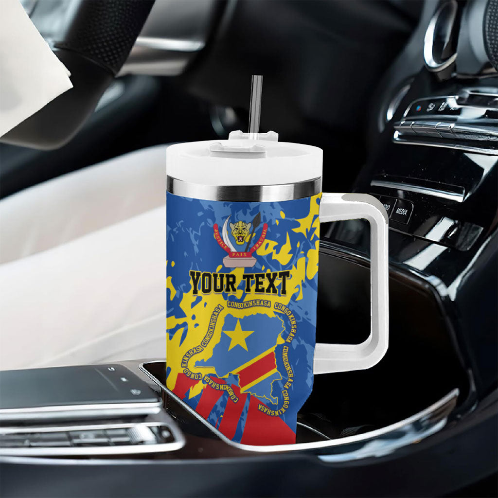 Personalized DR Congo Independence Day Tumbler With Handle Congo-Kinshasa Leopard