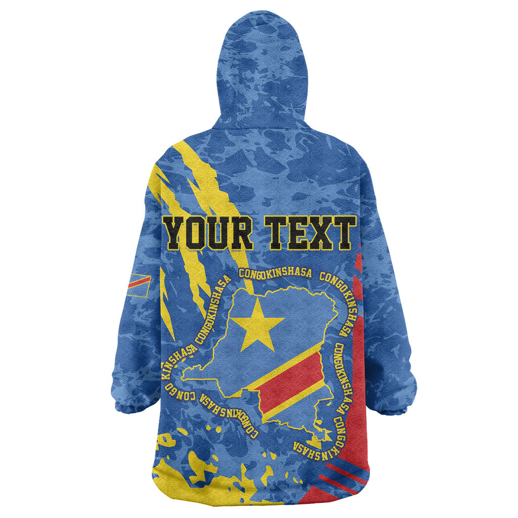 Personalized DR Congo Independence Day Wearable Blanket Hoodie Congo-Kinshasa Leopard