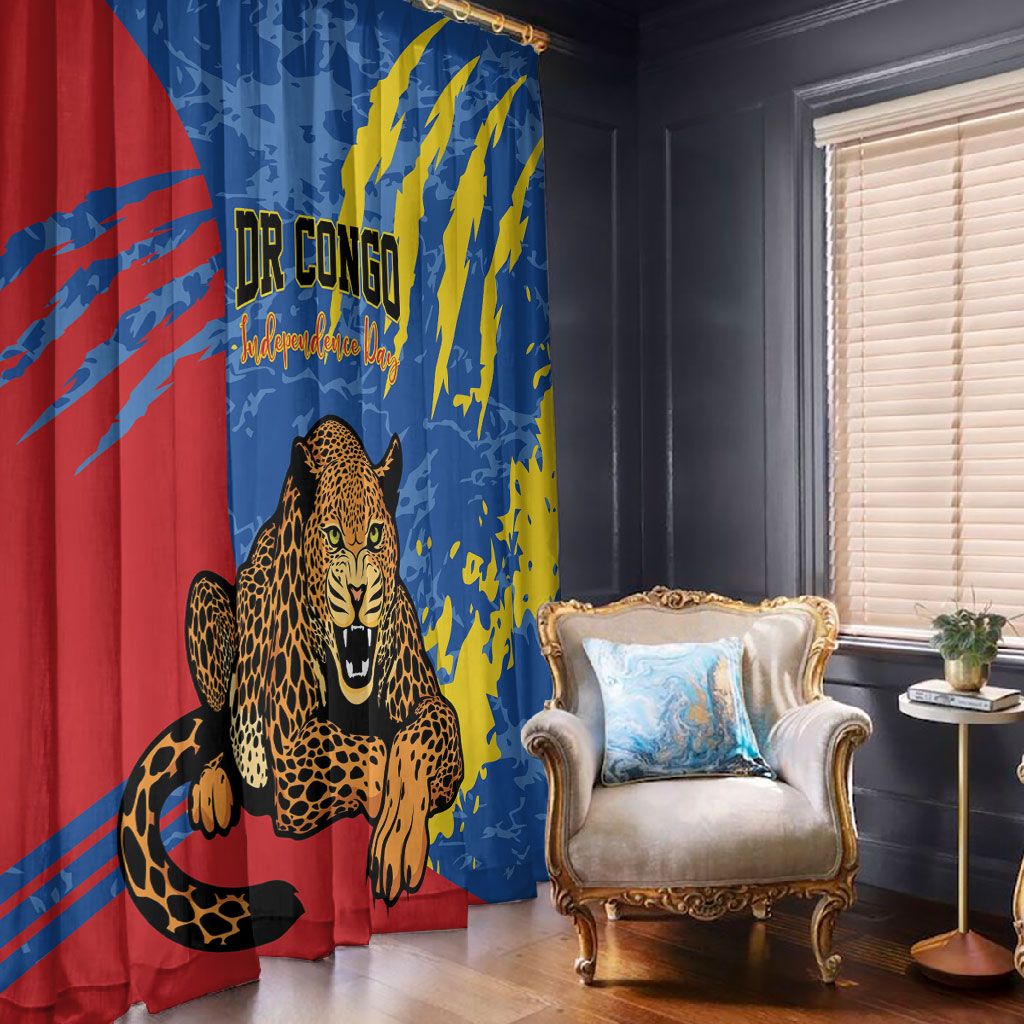 DR Congo Independence Day Window Curtain Congo-Kinshasa Leopard