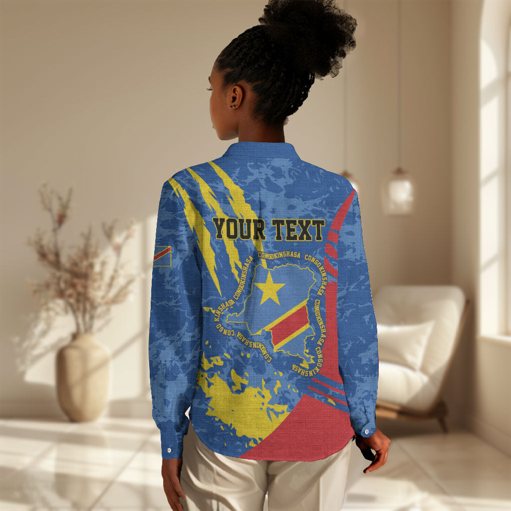 Personalized DR Congo Independence Day Women Casual Shirt Congo-Kinshasa Leopard