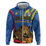 Personalized DR Congo Independence Day Zip Hoodie Congo-Kinshasa Leopard