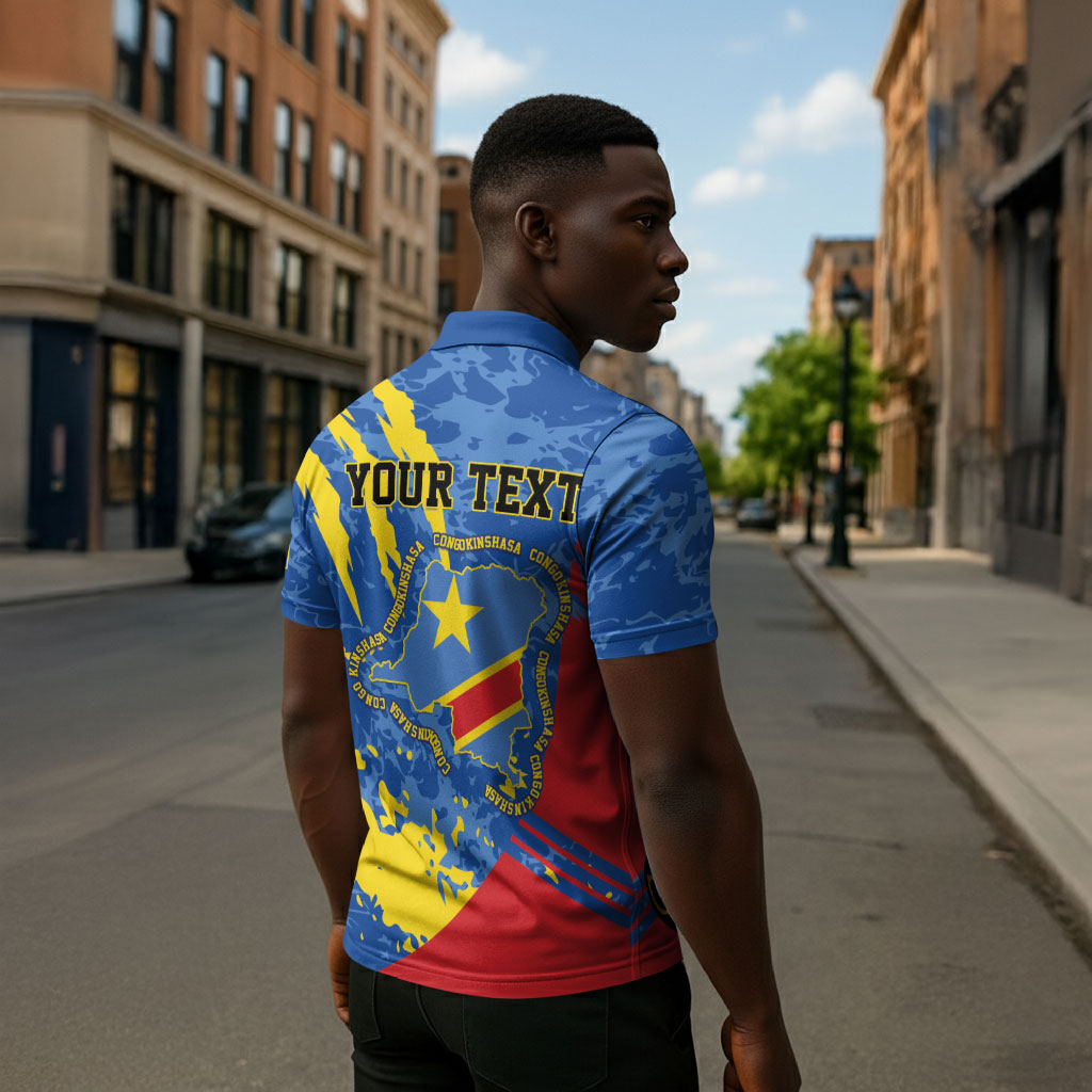 Personalized DR Congo Independence Day Zipper Polo Shirt Congo-Kinshasa Leopard