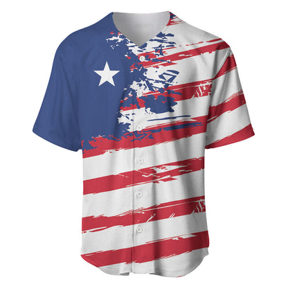 Liberia Flag Baseball Jersey Grunge Stylized