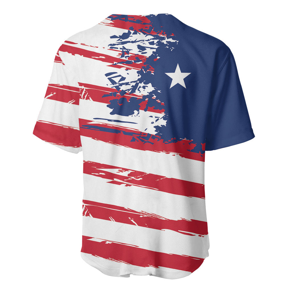 Liberia Flag Baseball Jersey Grunge Stylized