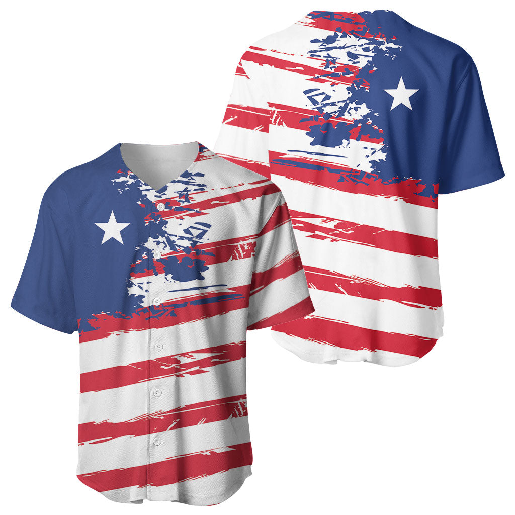 Liberia Flag Baseball Jersey Grunge Stylized