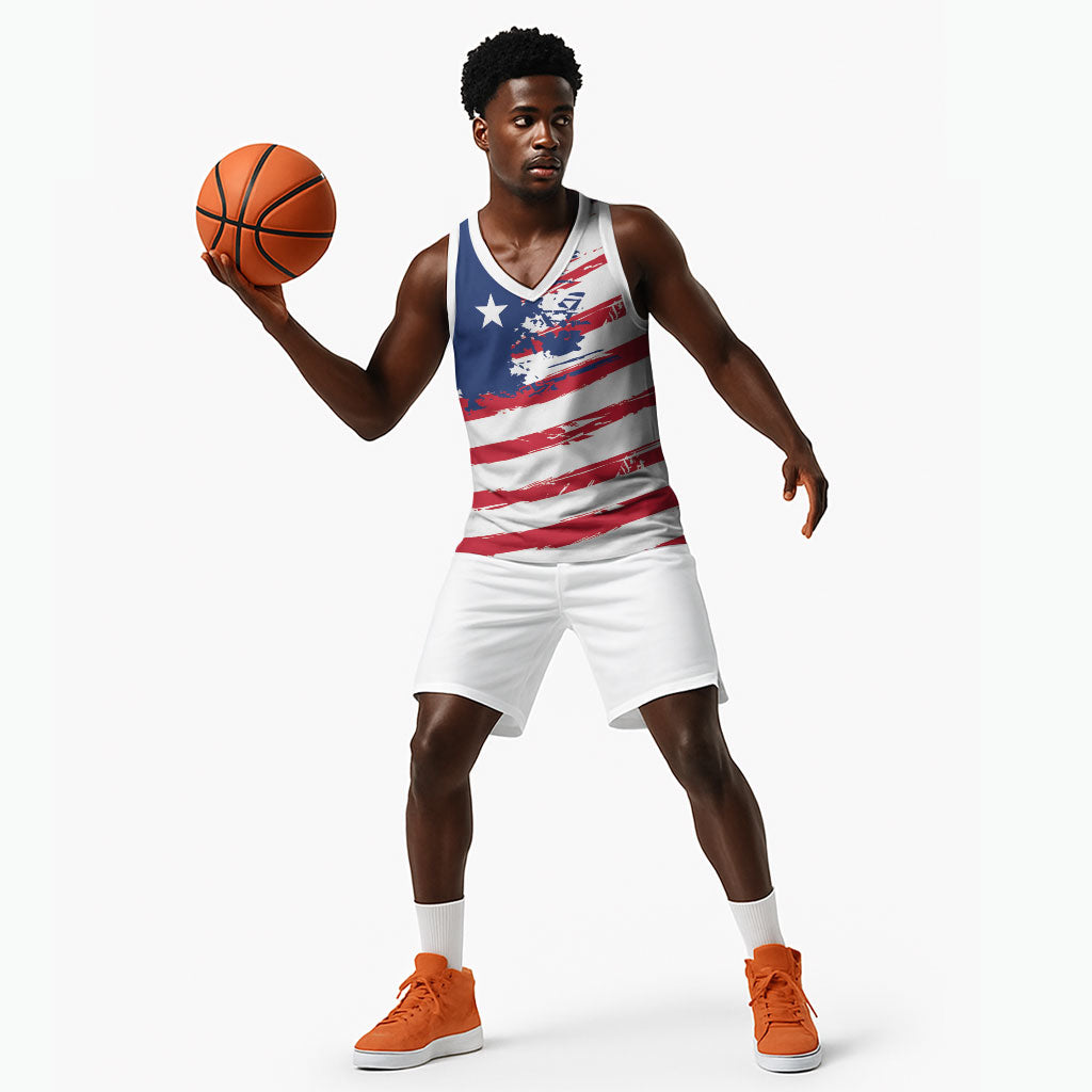 Liberia Flag Basketball Jersey Grunge Stylized