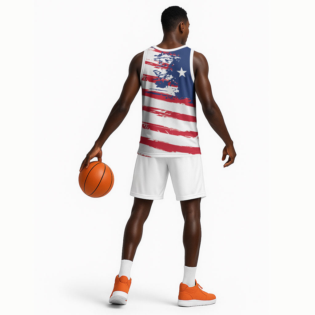 Liberia Flag Basketball Jersey Grunge Stylized