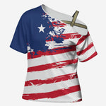 Liberia Flag Cross Shoulder Shirt Grunge Stylized