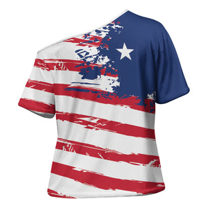 Liberia Flag Cross Shoulder Shirt Grunge Stylized