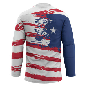 Liberia Flag Hockey Jersey Grunge Stylized