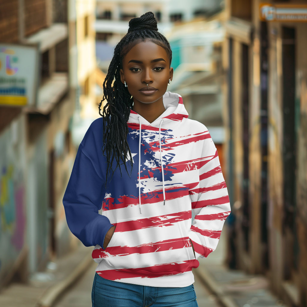 Liberia Flag Hoodie Grunge Stylized