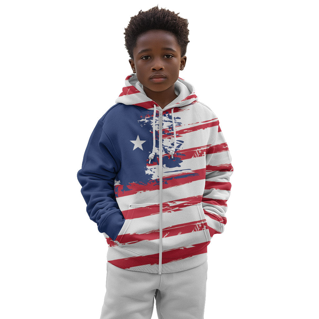 Liberia Flag Kid Hoodie Grunge Stylized