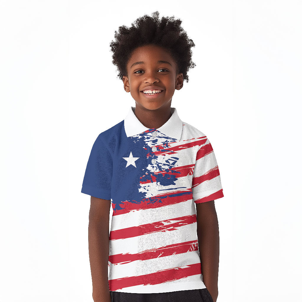Liberia Flag Kid Polo Shirt Grunge Stylized