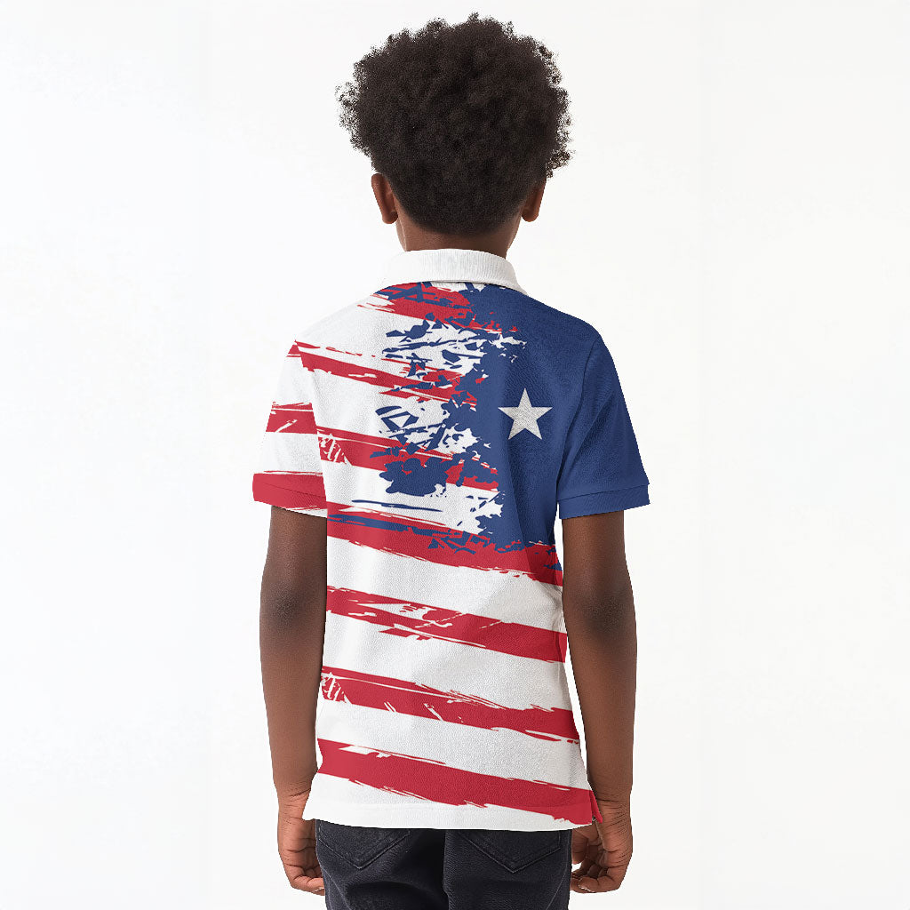Liberia Flag Kid Polo Shirt Grunge Stylized