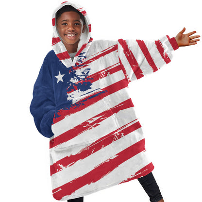 Liberia Flag Kid Wearable Blanket Hoodie Grunge Stylized