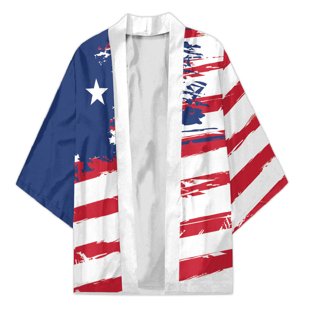 Liberia Flag Kimono Grunge Stylized