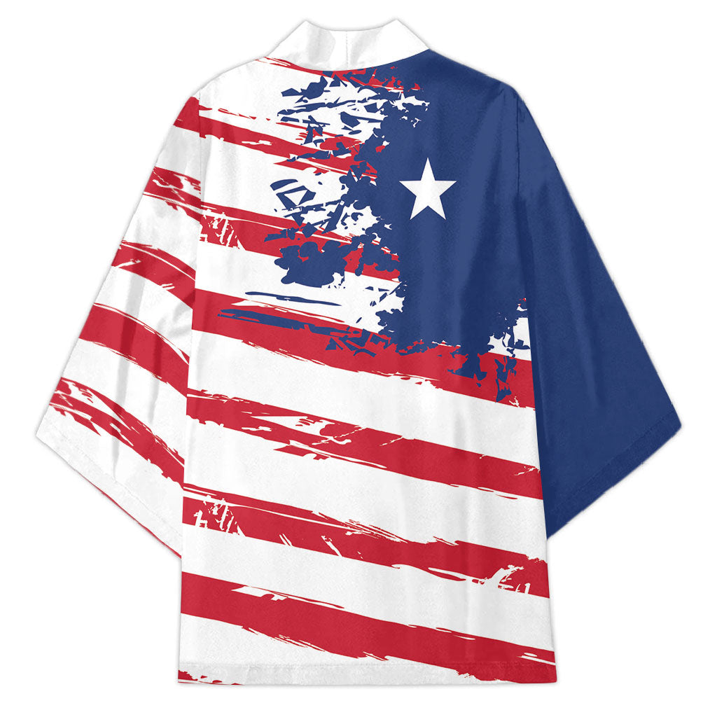 Liberia Flag Kimono Grunge Stylized