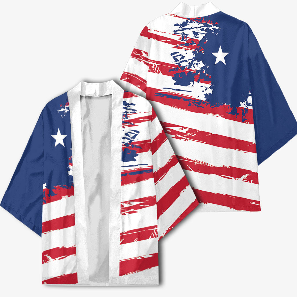 Liberia Flag Kimono Grunge Stylized