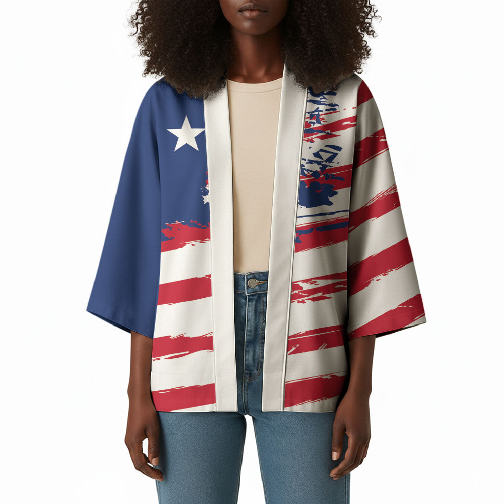 Liberia Flag Kimono Grunge Stylized