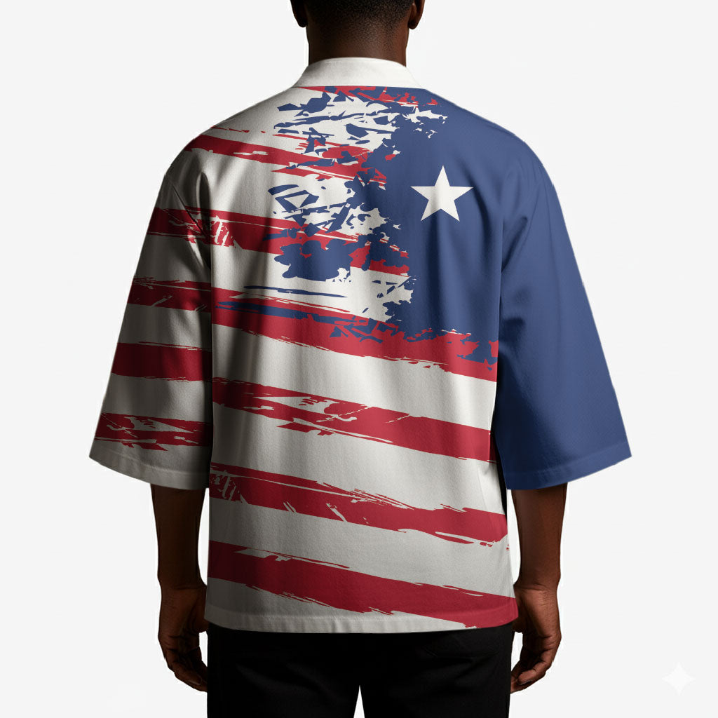 Liberia Flag Kimono Grunge Stylized