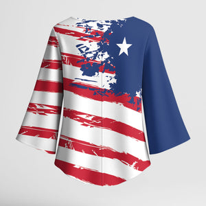Liberia Flag Kimono Sleeve Blouse Grunge Stylized