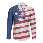 Liberia Flag Long Sleeve Button Shirt Grunge Stylized